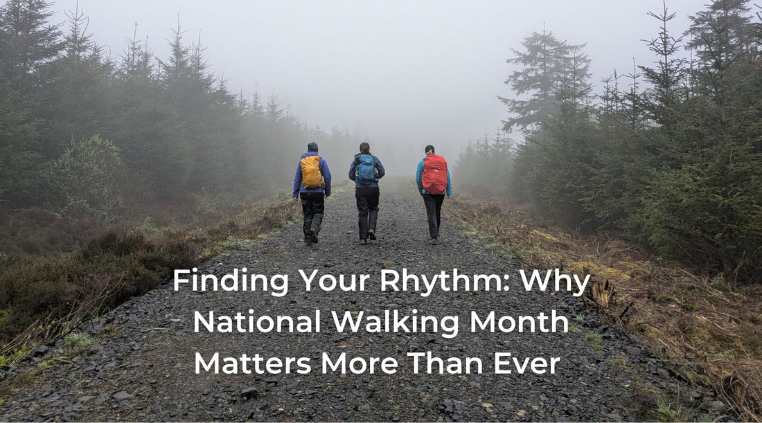 An image of three people with backpacks walking in woodland