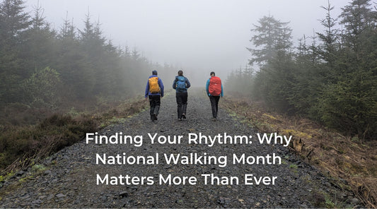 An image of three people with backpacks walking in woodland