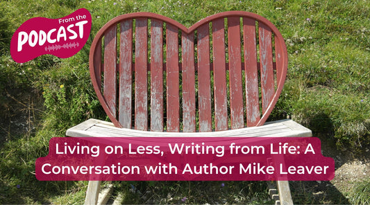 Photograph of a brown heart shaped wooden bench and the blog title as text overlay 