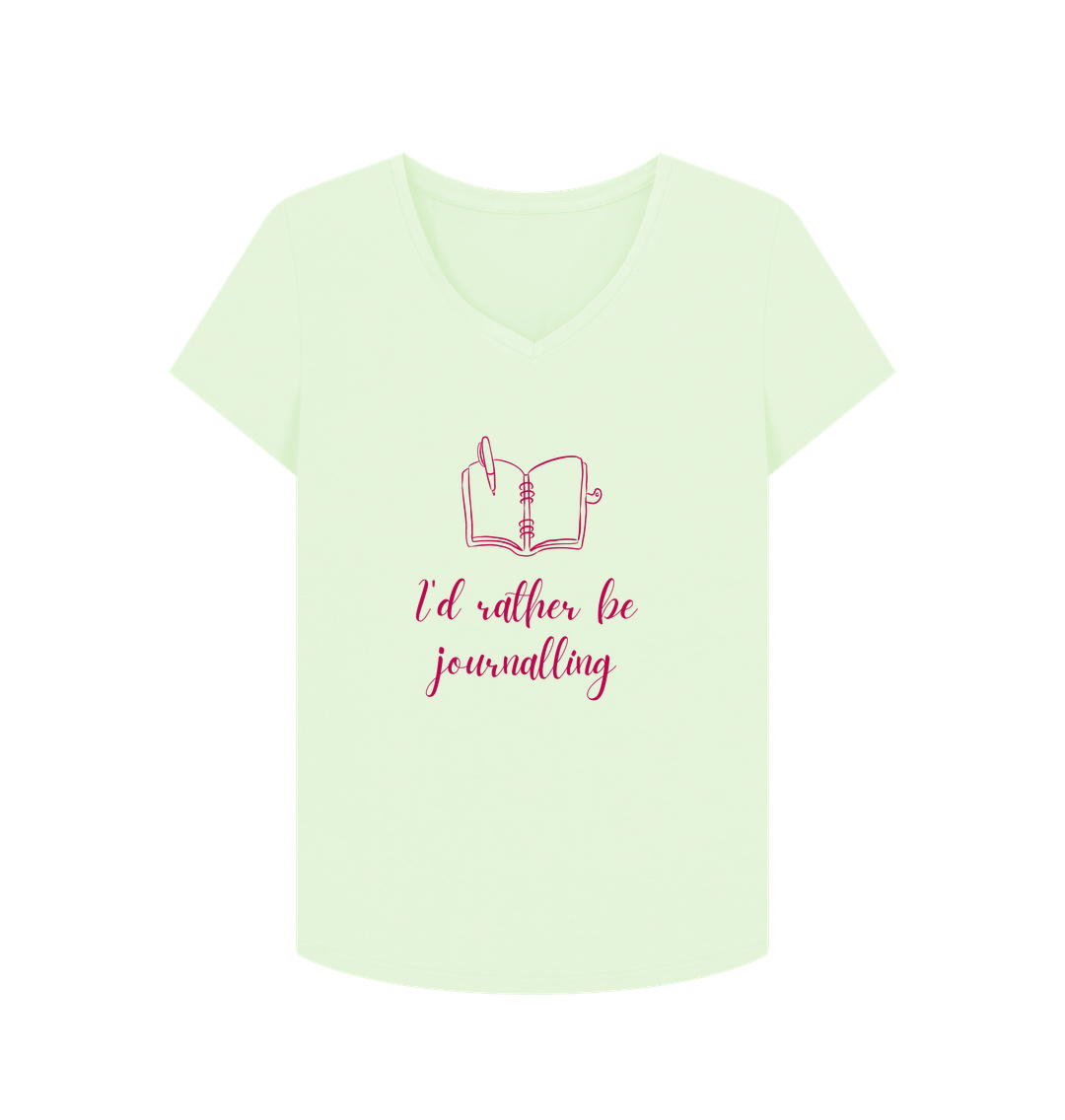 Pastel Green Female: 'I'd rather be journalling' T-Shirt