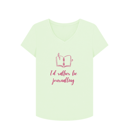 Pastel Green Female: 'I'd rather be journalling' T-Shirt