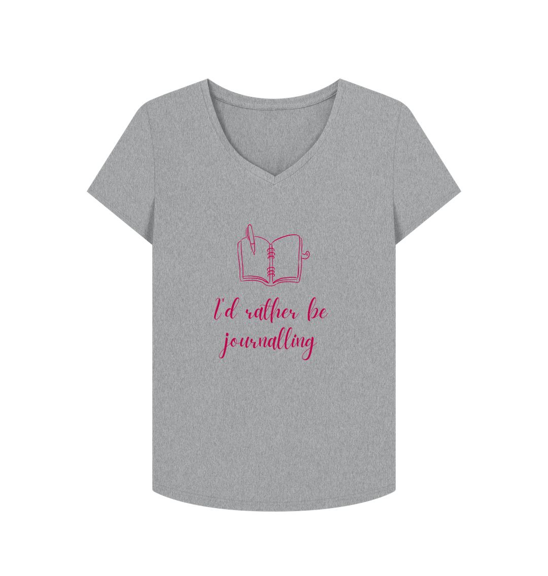 Athletic Grey Female: 'I'd rather be journalling' T-Shirt