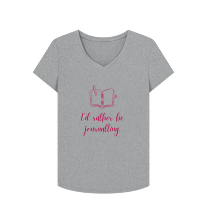 Athletic Grey Female: 'I'd rather be journalling' T-Shirt