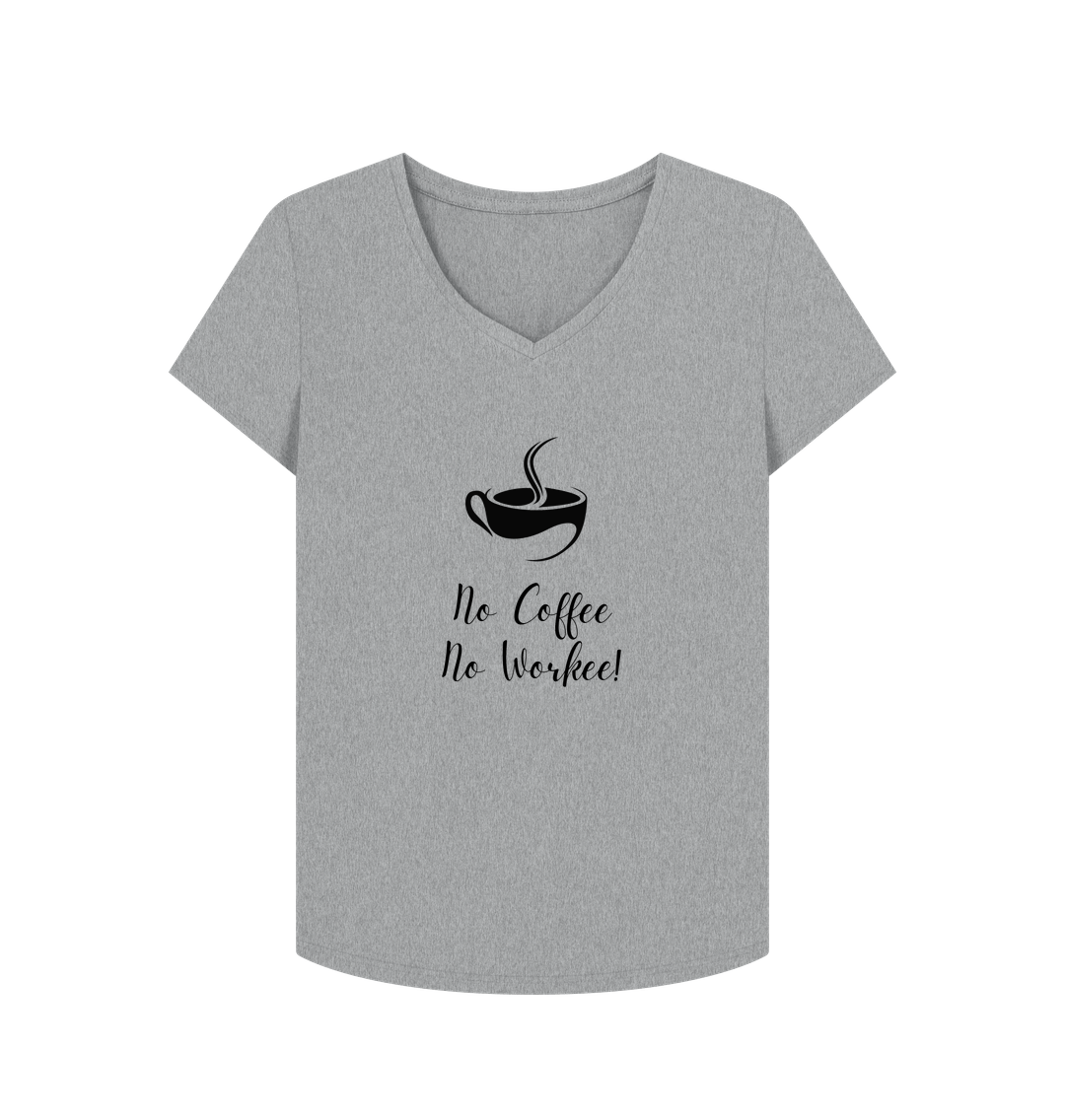 Athletic Grey Female: 'No Coffee No Workee!' T-Shirt