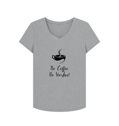 Athletic Grey Female: 'No Coffee No Workee!' T-Shirt