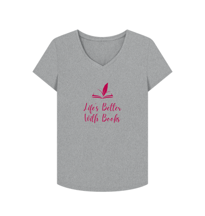 Athletic Grey Female: 'Life's Better With Books' T-Shirt