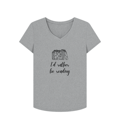 Athletic Grey Female: 'I'd rather be reading' T-Shirt