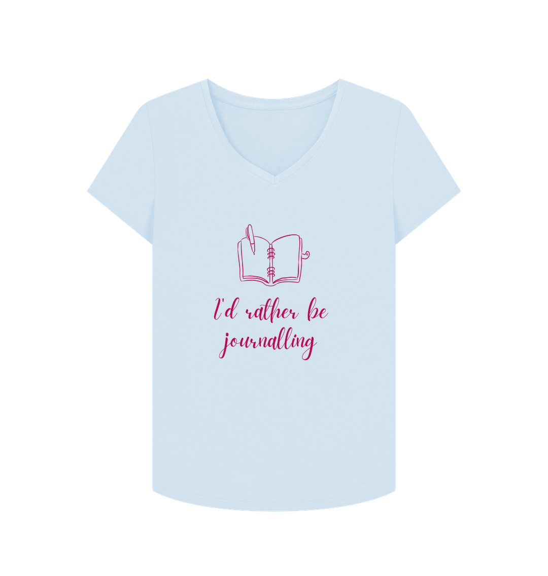 Sky Blue Female: 'I'd rather be journalling' T-Shirt