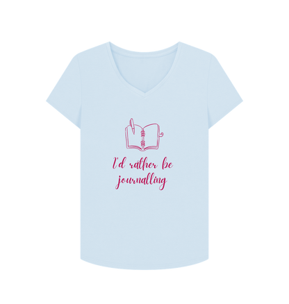 Sky Blue Female: 'I'd rather be journalling' T-Shirt