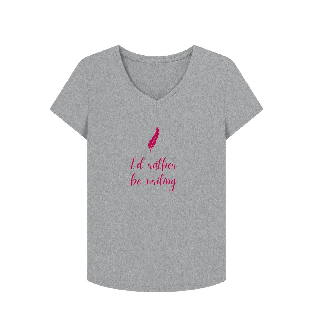 Athletic Grey Female: 'I'd rather be writing' T-Shirt