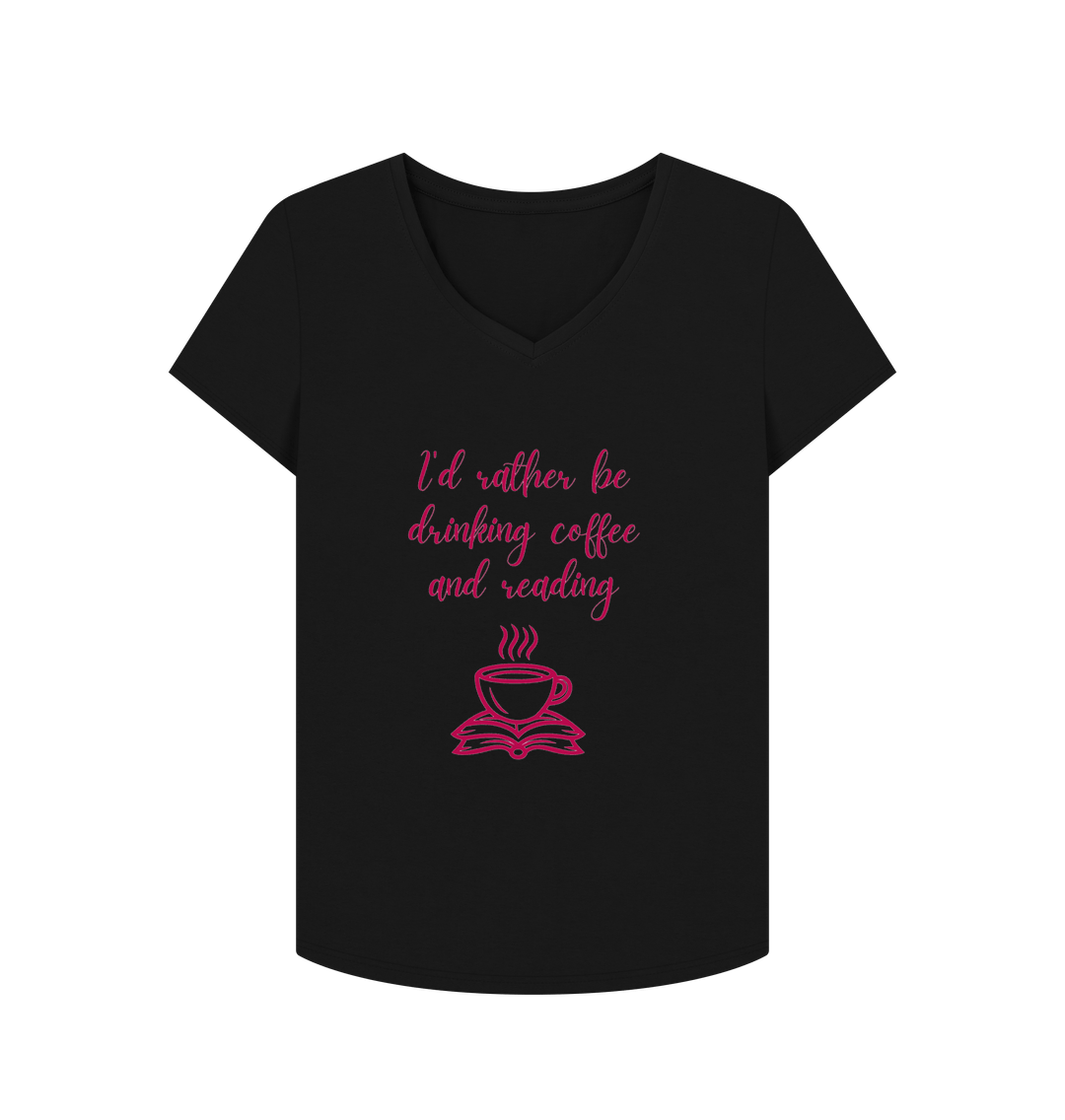 Black Female: 'I'd rather be drinking coffee and reading' T-Shirt