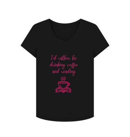 Black Female: 'I'd rather be drinking coffee and reading' T-Shirt