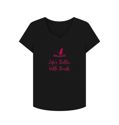 Black Female: 'Life's Better With Books' T-Shirt