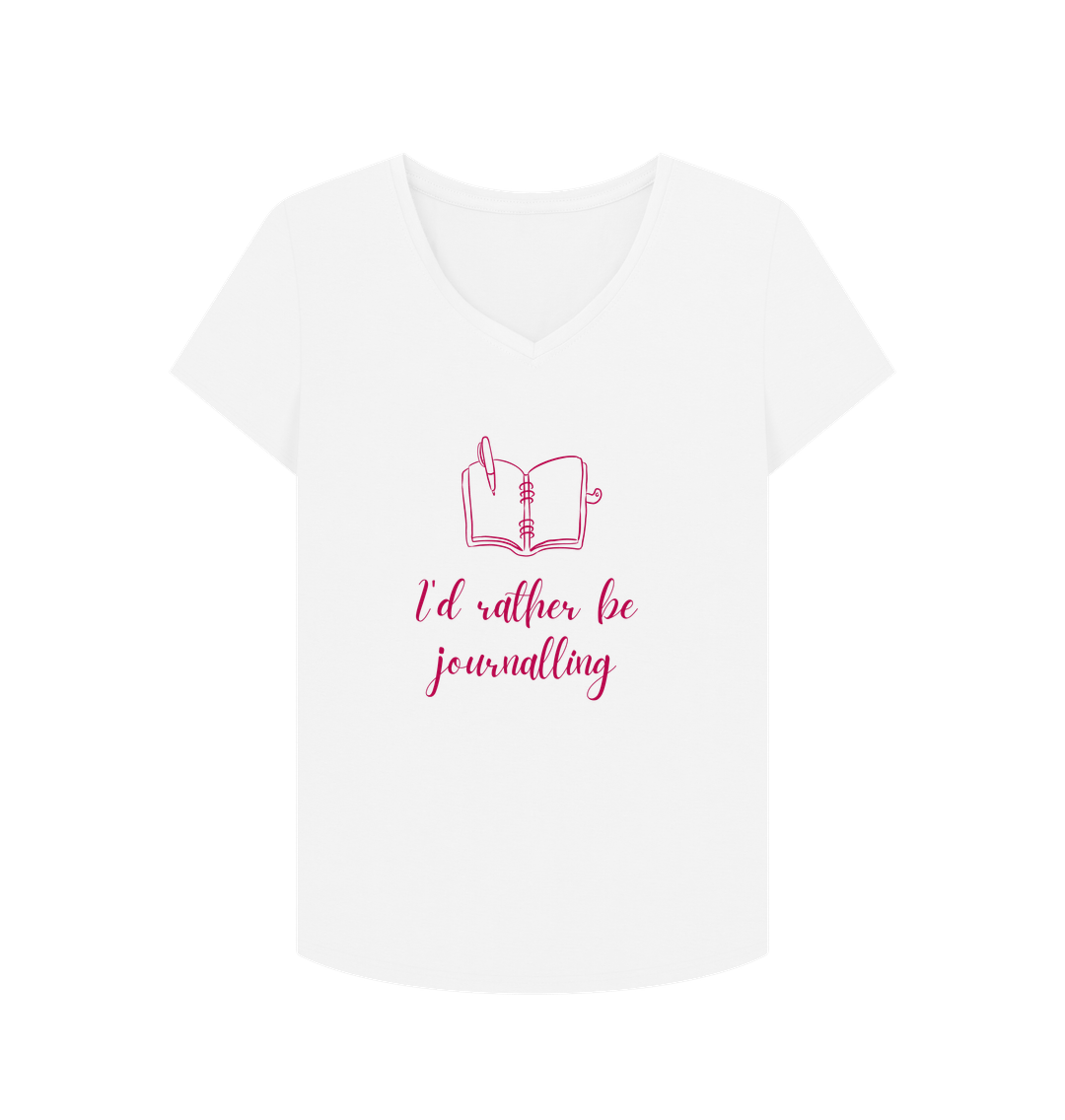 White Female: 'I'd rather be journalling' T-Shirt