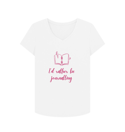 White Female: 'I'd rather be journalling' T-Shirt